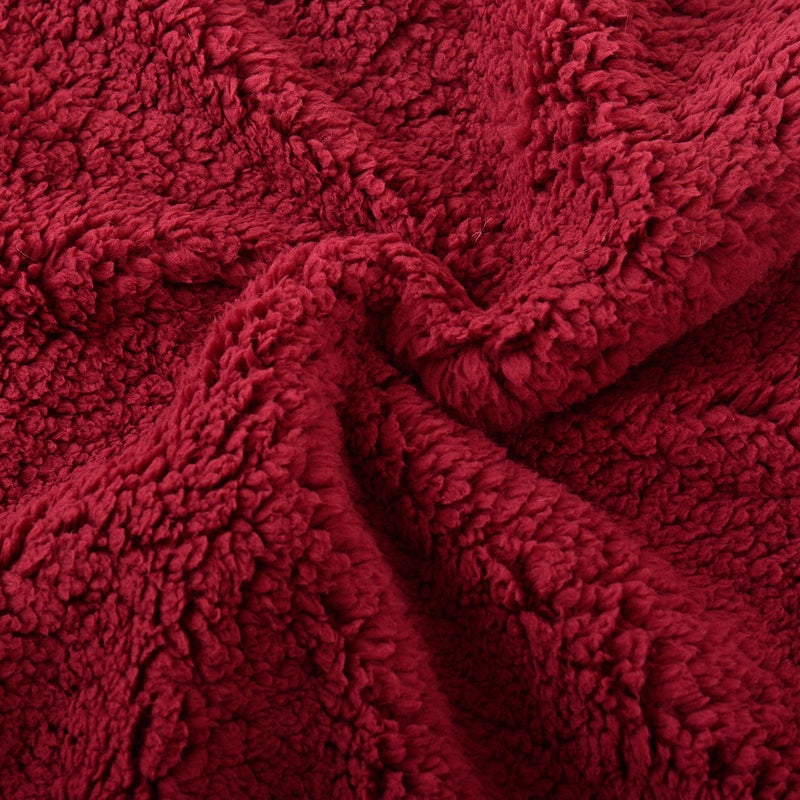 Reafort Ultra Soft Sherpa Body Pillow Cover/Case with Zipper Closure 21"x54" (21"x54" Body Pillow Cover, Red) - Image 3
